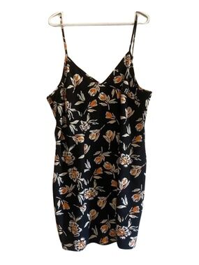 4/$20➡️  Black Spaghetti Strap V-Neck Mini Dress Orange Floral Design – Size 2X